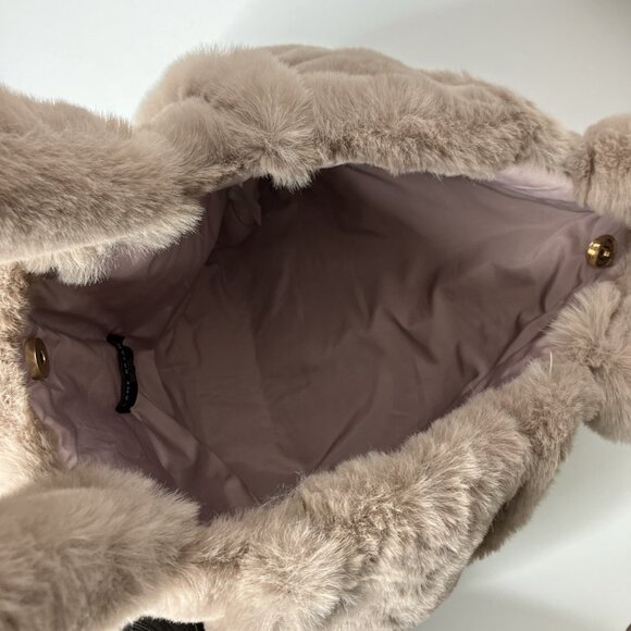 Lane Bryant Women's Magnetic Close Faux Fur Handbag Mauve Purple Furry Plush - Picture 3 of 5